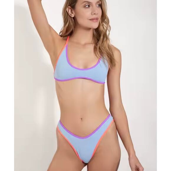 OneOne Swimwear Set Bikini New Blue Neon Womens Large - Picture 14 of 14